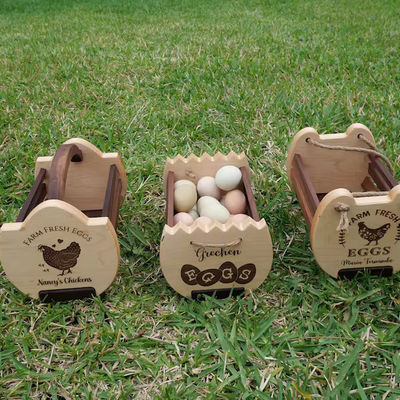 Rustic Farmhouse Kitchen Storage Basket with Customized Logo Printing Wooden Egg Basket