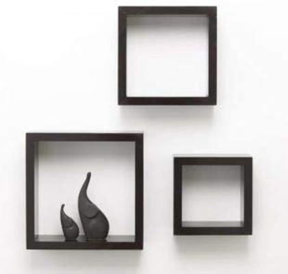 Dining Set of 3 Custom Black Wood Storage Shelf Display Wall Shelf Kitchen Furniture