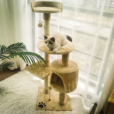 ISO9001 2008 FSCI BSCI Certified Wooden Cat Tree with Large Condo and Multilevel Design