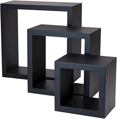 Dining Set of 3 Custom Black Wood Storage Shelf Display Wall Shelf Kitchen Furniture