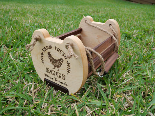 Rustic Farmhouse Kitchen Storage Basket with Customized Logo Printing Wooden Egg Basket