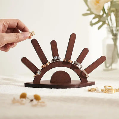 Wooden Ring Holder Stand Creative Jewelry Display for Ornaments Gift Package Included