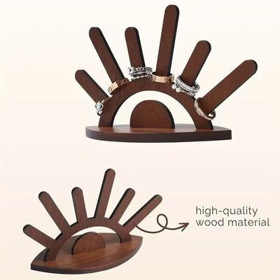 Wooden Ring Holder Stand Creative Jewelry Display for Ornaments Gift Package Included