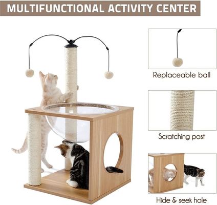 OEM ODM Accepted Elegant Cats Tree Space Capsule with Floating Nest and Hanging Balls