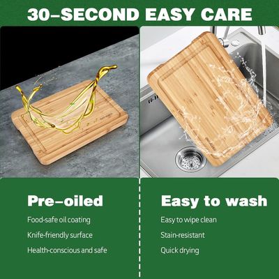Set of 3 Bamboo Cutting Board with Holder Chopping Blocks OEM ODM Accepted