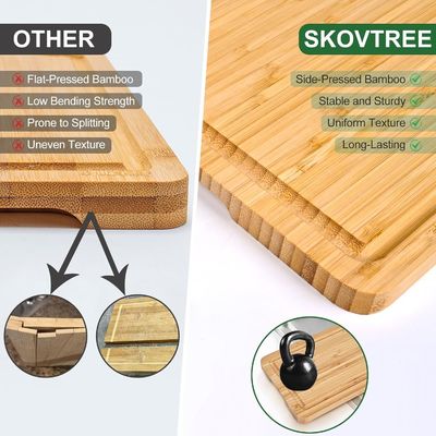 Set of 3 Bamboo Cutting Board with Holder Chopping Blocks OEM ODM Accepted