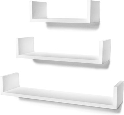 NO Inflatable U-Shaped Floating Mounted Wood Wall Shelf Pack Of 3 50Cm 35Cm 25Cm Kitchen
