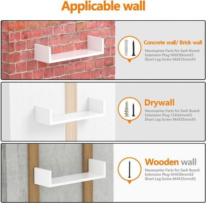 NO Inflatable U-Shaped Floating Mounted Wood Wall Shelf Pack Of 3 50Cm 35Cm 25Cm Kitchen