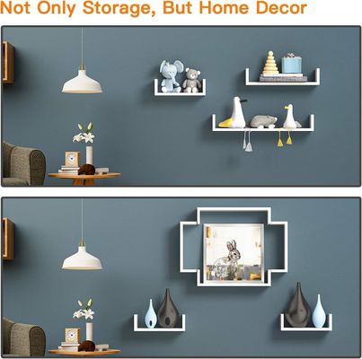 NO Inflatable U-Shaped Floating Mounted Wood Wall Shelf Pack Of 3 50Cm 35Cm 25Cm Kitchen