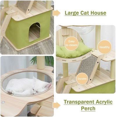 Multi-Level Cat Condo with Sisal Scratching Posts and Durable Wood Construction