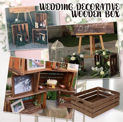 Party Display Pine Wooden Nesting Storage Crates with Handle Customized Logo Acceptable