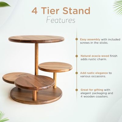 4 Tier Wooden Cupcake Tower Stand Holds 50 Cupcakes for Party Wedding Birthday Dessert