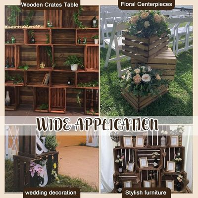 Party Display Pine Wooden Nesting Storage Crates with Handle Customized Logo Acceptable