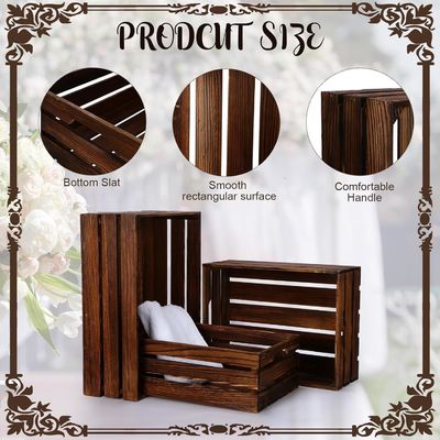 Party Display Pine Wooden Nesting Storage Crates with Handle Customized Logo Acceptable