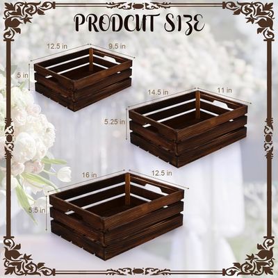 Party Display Pine Wooden Nesting Storage Crates with Handle Customized Logo Acceptable