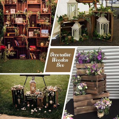 Party Display Pine Wooden Nesting Storage Crates with Handle Customized Logo Acceptable