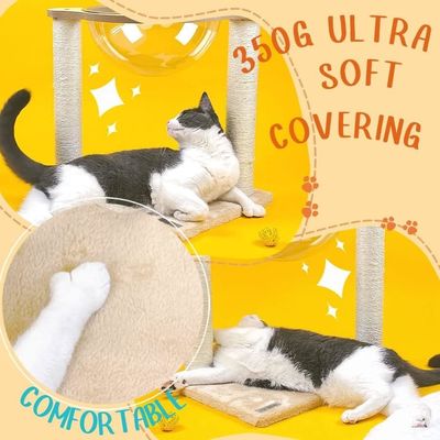 Modern Cat Tree With Hammock Natural Sisal Rope For Indoor Cats And Kittens Wood Cat Furniture