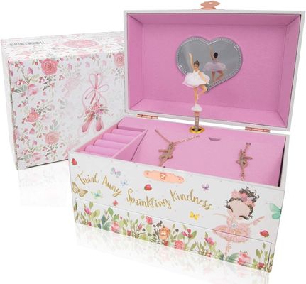 Music Box Ballerina Wooden Jewelry Box For Kids And Boys Gift Hand Cranked Toy Box