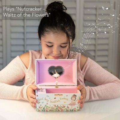 Music Box Ballerina Wooden Jewelry Box For Kids And Boys Gift Hand Cranked Toy Box