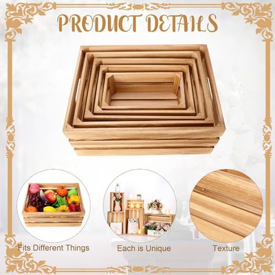 5 Pcs Decorative Nesting Wooden Crates for Storage and Display Pastoral Wind Concept