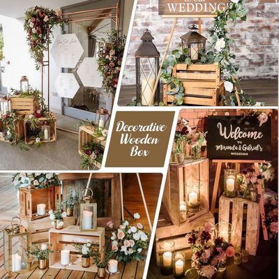 5 Pcs Decorative Nesting Wooden Crates for Storage and Display Pastoral Wind Concept