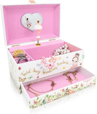 Music Box Ballerina Wooden Jewelry Box For Kids And Boys Gift Hand Cranked Toy Box