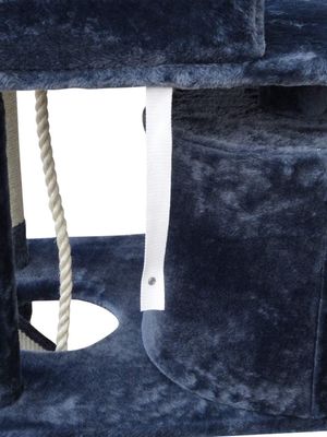 Living Room Furniture Dark Grey 4 Platforms 64 Inches Cat Tree With 2 Bed Cubes Play House