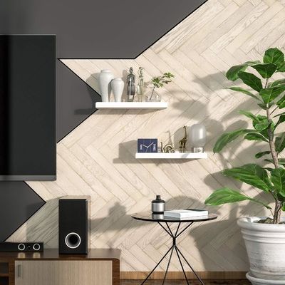 Home Furniture Set Of 2 Solid Wood Wall Shelves 7 Inch White Rustic Floating Shelves