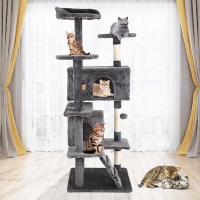 70&quot; Tall Cat Tower Climber Ladder Playhouse with Wood Material and Personalized Logo