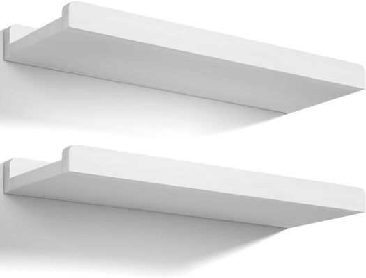 Home Furniture Set Of 2 Solid Wood Wall Shelves 7 Inch White Rustic Floating Shelves