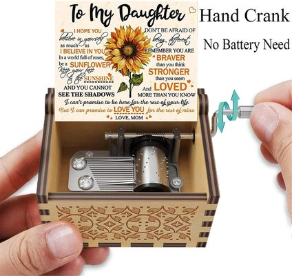 U R My Sunshine Sunflower Music Box Environmental Wooden Engraved Colorful Laser