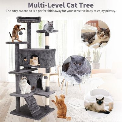 70&quot; Tall Cat Tower Climber Ladder Playhouse with Wood Material and Personalized Logo
