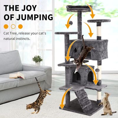 70&quot; Tall Cat Tower Climber Ladder Playhouse with Wood Material and Personalized Logo
