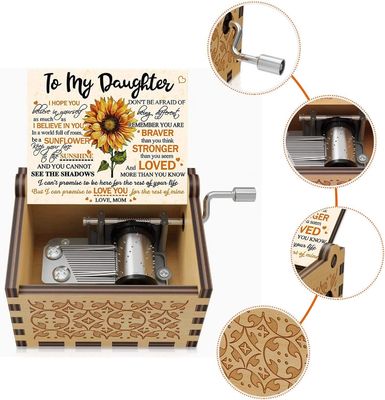 U R My Sunshine Sunflower Music Box Environmental Wooden Engraved Colorful Laser