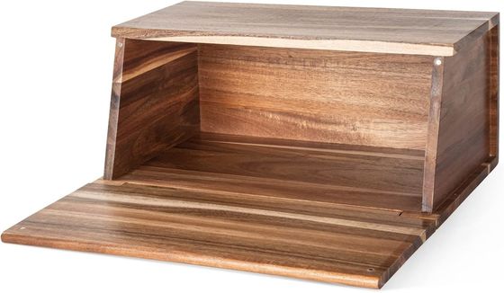 Wooden Bread Box All In One Piece Organizer For Kitchen Assembly Natural Vintage Bread Food Storage Bin Container