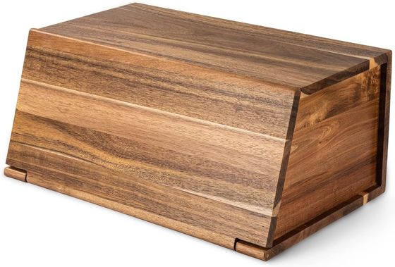 Wooden Bread Box All In One Piece Organizer For Kitchen Assembly Natural Vintage Bread Food Storage Bin Container