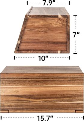 Wooden Bread Box All In One Piece Organizer For Kitchen Assembly Natural Vintage Bread Food Storage Bin Container