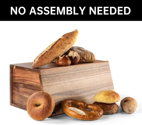 Wooden Bread Box All In One Piece Organizer For Kitchen Assembly Natural Vintage Bread Food Storage Bin Container