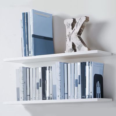 60X20 White Wood Wall Decorative Floating Book Shelf for Home Decor Bathroom Function
