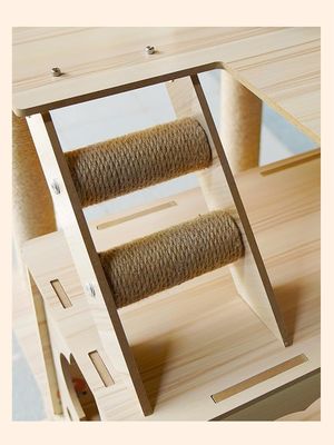 Customized Size Wood Cat Tower with Multi-Level Climbing Frame Scratcher Components