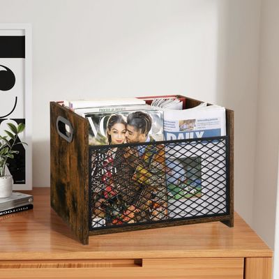 Home Decorations Varnished Desktop Storage Basket for Letters Books Newspapers