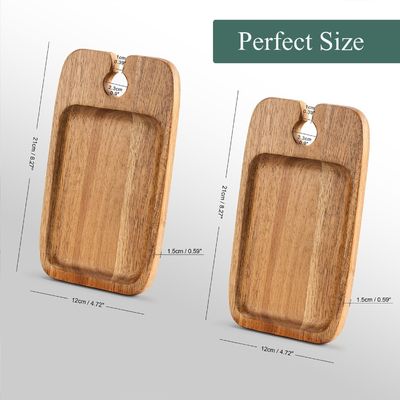 Stocked Kitchen Set 2 Acacia Wooden Serving Trays with Wine Holder and Cheese Boards