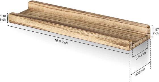 16.9 Inch Set Of 3 Brown Wood Picture Shelf Adjustable Rustic Wall Shelves For Office
