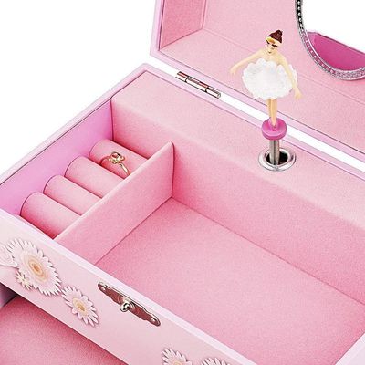 Gift Package Custom Princess MDF Pink Ballerina Theme Musical Jewelry Box for Girls