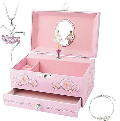 Gift Package Custom Princess MDF Pink Ballerina Theme Musical Jewelry Box for Girls