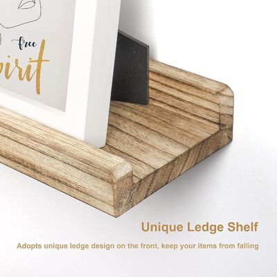 16.9 Inch Set Of 3 Brown Wood Picture Shelf Adjustable Rustic Wall Shelves For Office