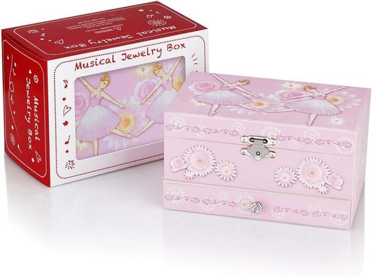Gift Package Custom Princess MDF Pink Ballerina Theme Musical Jewelry Box for Girls