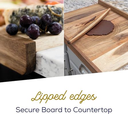 Multipurpose Wooden Bread Cutting Board with Lip and Laser Engrave Printing