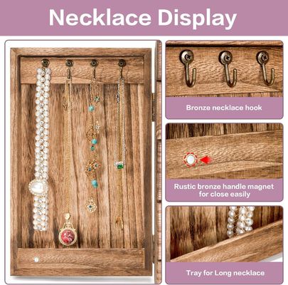 Environmental 5-Layer 4 Drawers Large Wood Organizer Box With Mirror Wood Jewelry Box