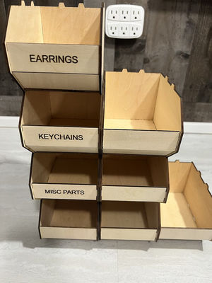 Wooden Desktop Organizer Storage Bins with Modern Design and Office Supply Storage